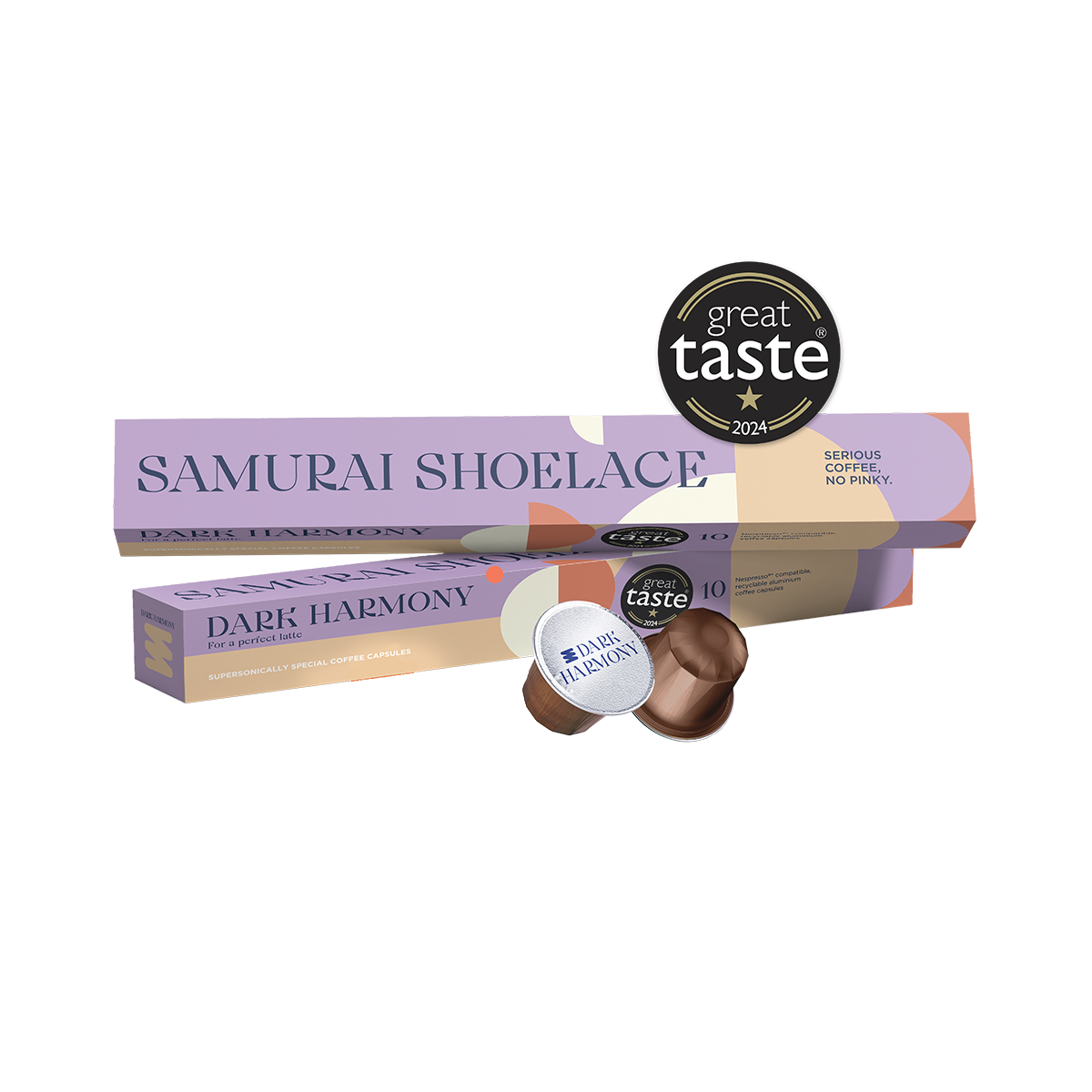 Samurai Shoelace sötét pörkölésű Dark Harmony Great Taste Awards-os kávékapszulája Costa Rica-ról