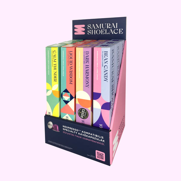 Samurai Shoelace Serious Coffee bemutató csomag kínáló display
